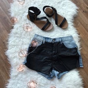 Faux Leather Panel Shorts